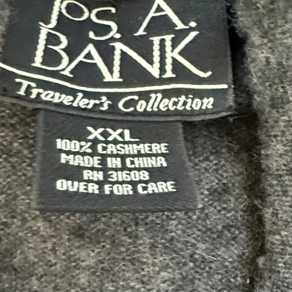 Jos. A. Bank Charcoal 100% Cashmere Zip-Up Sweater Men XXL